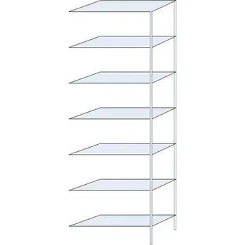 Dílenský regál Kovový regál Taranis, přístavbový, 300 x 100 x 40 cm, 970 kg, 7 polic, stříbrný