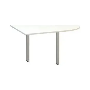 Stolová přístavba Alfa 200 s šedým podnožím, 120 x 120 x 74,2 cm, kapka, pravé provedení, dezén bílá