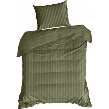 Povlečení Sada povlečení 140x200 olivová z bavlny s proužky Eurofirany