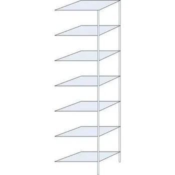 Dílenský regál Kovový regál Ogmios, přístavbový, 300 x 75 x 50 cm, 2 300 kg, 7 polic, 150 kg/police, pozink