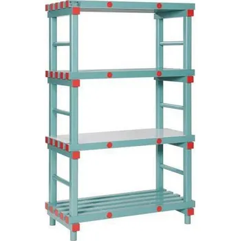 Dílenský regál Plastový regál Hermes, základní, 167 x 100 x 50 cm, 800 kg, 4 police, zelený