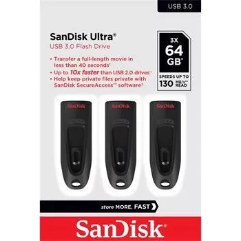 USB flash disk SanDisk Flash Disk 64GB Ultra, Černá, 3 Pack