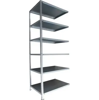 Dílenský regál Kovový regál Taranis, přístavbový, 250 x 100 x 80 cm, 980 kg, 6 polic, stříbrný