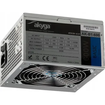 Počítačový zdroj TICHÝ VÝKONNÝ ZDROJ ATX 600W AKYGA 4XSATA 2XMOLEX VENTILÁTOR 12CM