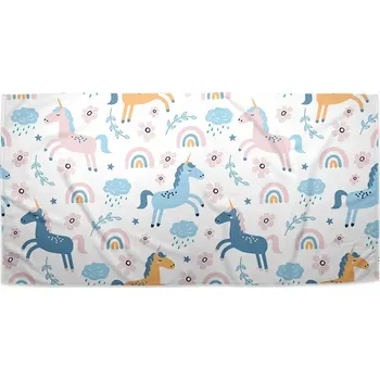 Osuška Sablio Ručník Duhoví jednorožci - 50x100 cm