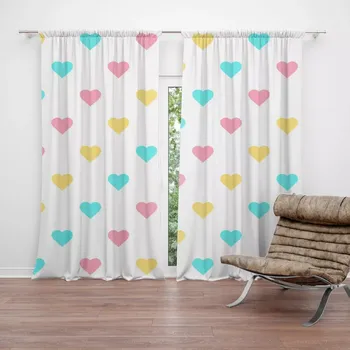 Závěs Sablio Závěs Tříbarevná srdíčka: 2ks 140x250cm