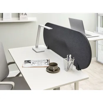 Psací stůl Stolová přepážka tmavě šedá PET materiál látkový potah 120 x 40 cm akustický oddělovač na pracovní stůl domácí kancelář Beliani