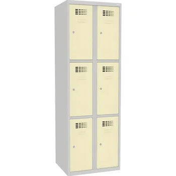 Nábytek Svařovaná šatní skříň Rob, 6 boxů, cylindrický zámek, šedá/béžová