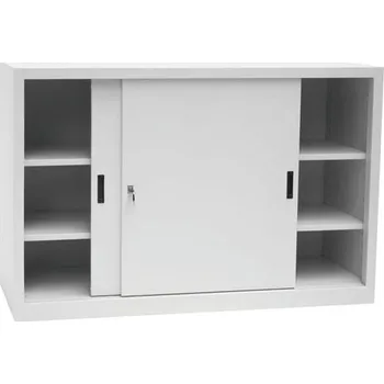 Kovová dílenská skříň Manutan Expert, 100 x 150 x 45 cm, šedá/šedá