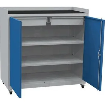 Mobilní dílenská skříň na nářadí, 104 x 100 x 50 cm, šedá/modrá