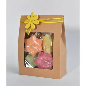 Svíčka Supeko plovoucí svíčky HVĚZDA 4ks zemité odstíny dárková krabička s ozdobou