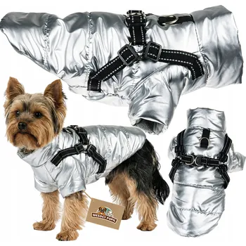 Obleček pro psa Oblečení pro psa na zimu s postrojem 2v1 teplá bunda malý střední pes M