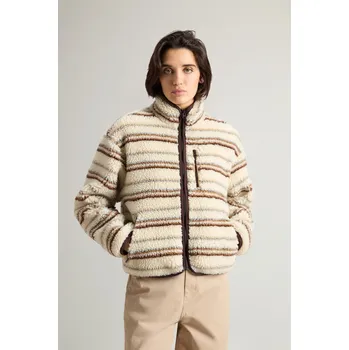 Dámská mikina MIKINA WOOLRICH CURLY SHERPA SWEATSHIRT MILKY CREAM STRIPE