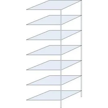 Dílenský regál Kovový regál Ogmios, přístavbový, 300 x 100 x 80 cm, 2 300 kg, 7 polic, 150 kg/police, pozink