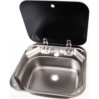 Nerezový dřez Hranatý nerezový dřez se skleněným krytem Carbest