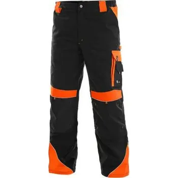 montérky Pánské montérkové kalhoty CXS Sirius Brighton s reflexními prvky, černé/oranžové, vel. 46
