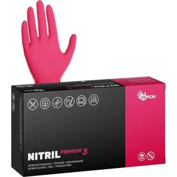 Pracovní rukavice Nitrilové rukavice NITRIL PREMIUM3 červené, 100 ks, velikost S