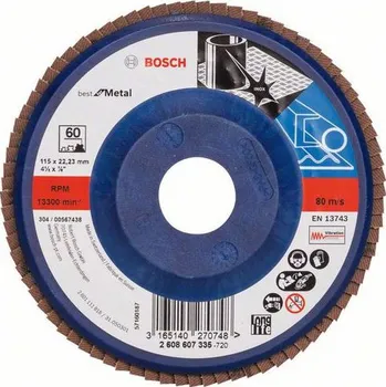 Brusný kotouč Bosch - Lamelový brusný kotouč X571, Best for Metal 115 mm, G60, rovný, 10 BAL