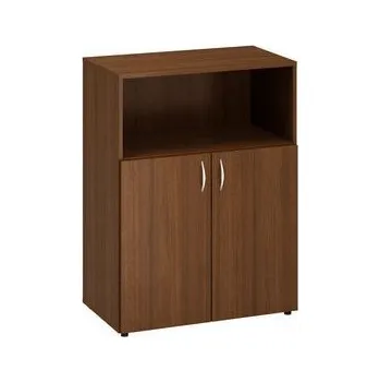 Šatní skříň Střední široká skříň Alfa 500, 106,3 x 80 x 47 cm, s nikou a s dvířky, dezén ořech