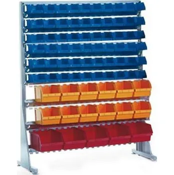 Dílenský regál Jednostranný regál s boxy Unibox (77 ks)