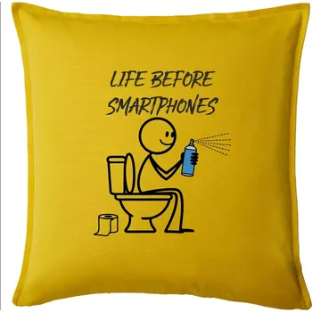 Polštář LIFE BEFORE SMARTPHONES - Polštář 50x50 - 50x50 - Pouze potah ( Žlutá )