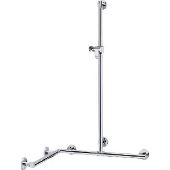 Madlo do koupelny Keuco Plan Care - Madlo se sprchovou tyčí 80x126 cm, s držákem sprchy, chrom 34915019611