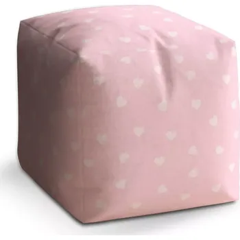 Taburet Sablio Taburet Cube Růžová srdíčka: 40x40x40 cm