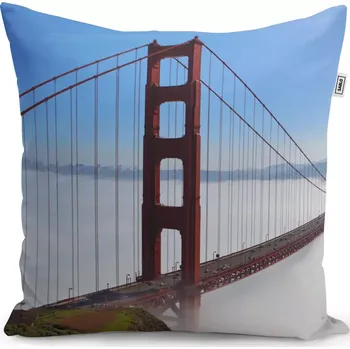 Polštář Sablio Polštář Golden Gate v mlze - 50x50 cm