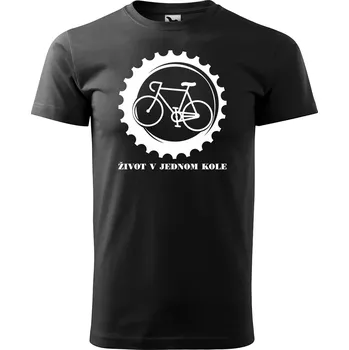 Pánské tričko Sablio Tričko s potiskem Život v jednom kole - černé 4XL