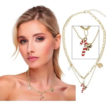 Karnevalový doplněk Vánoční náhrdelník se sladkou hůlkou – zlatý