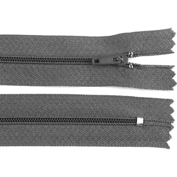 Zip Spirálový zip No 3 délka 18 cm pinlock, malé, 312 šedá tmavá