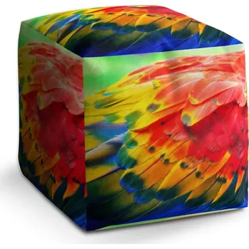 Taburet Sablio Taburet Cube Barevné peří 2: 40x40x40 cm