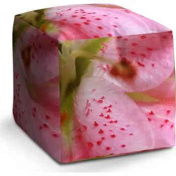 Taburet Sablio Taburet Cube Květ lilie: 40x40x40 cm