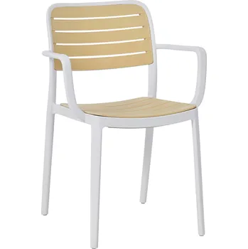 Stohovateľná stolička, biela/béžová, KARDOS TYP 2
