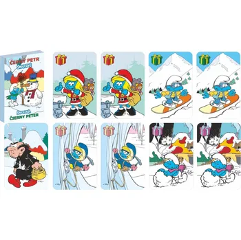 Desková hra Černý Petr Šmoulové – zimní karetní hra v papírové krabičce 6 × 9 cm