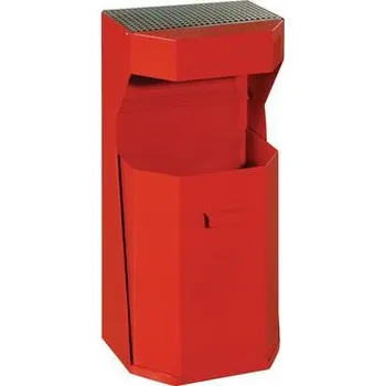 Odpadkový koš Kovový venkovní odpadkov?? koš Chafer s popelníkem, objem 50 l, červený