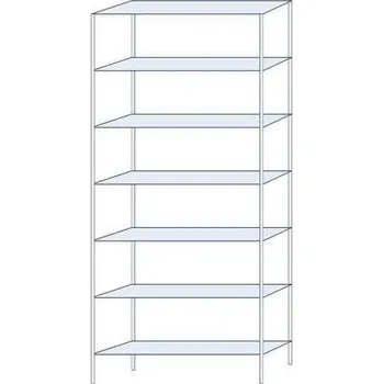 Dílenský regál Kovový regál Ogmios, základní, 300 x 130 x 30 cm, 2 300 kg, 7 polic, 250 kg/police, pozink