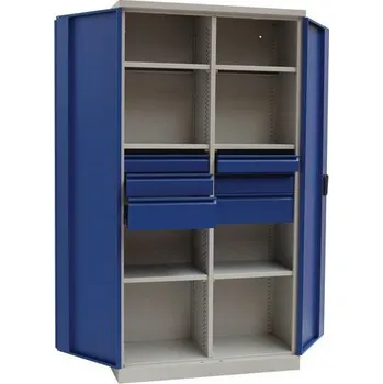 Kovová dílenská skříň Manutan Expert, 195 x 100 x 45 cm, 6 zásuvek