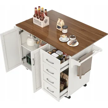 Servírovací stolek Kuchyňský vozík Odnímatelný servírovací vozík Jídelní skříňka Bílý