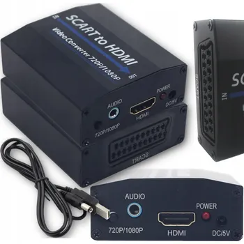 Redukce Konvertor Scart Swiatkabli 3E4-02-24 na HDMI a Jack 3,5 mm, černý