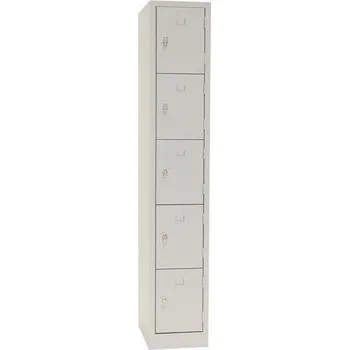 Nábytek Svařovaná šatní skříň Manutan Expert Callum, 5 boxů, otočný uzávěr, šedá/šedá