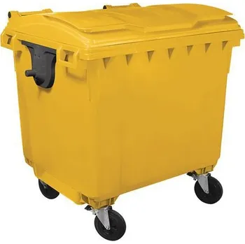 Popelnice Plastová venkovní popelnice Manutan Expert, objem 1 100 l, žlutá