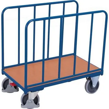 Stavebniny Plošinový vozík se dvěma vyztuženými stěnami, do 500 kg, 104,5 x 126 x 80 cm, modrý