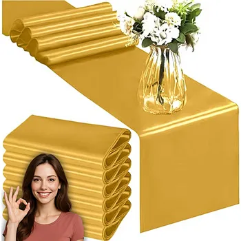 ubrus ZLATÝ BĚHOUN NA VÁNOČNÍ STŮL HLADKÝ A SATÉNOVÝ DEKORAČNÍ UBRUS 90x36 cm