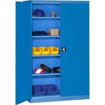 Kovová dílenská skříň, 199 x 100 x 43,5 cm, modrá/modrá