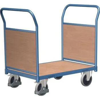 Stavebniny Plošinový vozík se dvěma madly s plnou výplní, do 400 kg, 97,5 x 104 x 50 cm, modrý