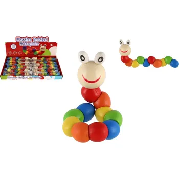 Teddies Červík/housenka kloubový dřevo 18cm barevný v sáčku