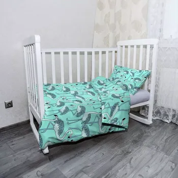 Povlečení Sablio Mikroplyšové dětské povlečení do postýlky Plameňáci - 120x90 / 40x60