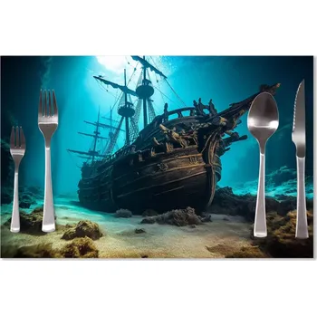 prostírání Sablio Prostírání Vrak dřevěné lodi na dně moře: 40x30cm