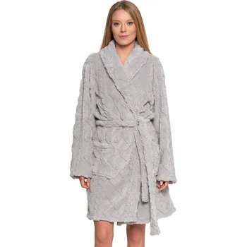 Dámský župan Moraj Hřejivý župan s kapsami a šálovým límcem PDSZ4400-004 šedý